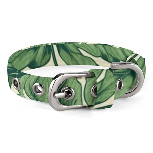 Green Foliage Botanisches Hundehalsband mit Metallschnalle, handgefertigt, Traktion, Schutzhülle für kleine, mittelgroße Hunde, Katzen und Haustiere von DWVSFJM