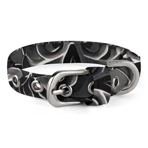 Hundehalsband, Pfingstrose, Rose, Skul, verstellbar, weich und bequem, Welpenhalsbänder mit Metallschnalle, Haustierhalsband für kleine, mittelgroße Haustiere Hundehalsband, Pfingstrose, Rose, Skul, verstellbar, weich und bequem, Welpenhalsbänder mit Metallschnalle, Haustierhalsband für kleine, mittelgroße Haustiere von DWVSFJM