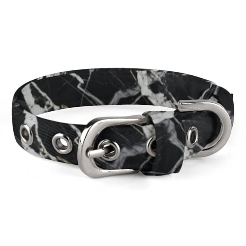 Hundehalsband aus Marmor, mit Metallschnalle, handgefertigt, Traktion, Schutzhülle für kleine, mittelgroße Hunde, Katzen und Haustiere, Schwarz und Weiß von DWVSFJM