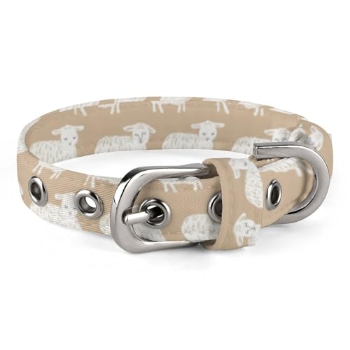 Hundehalsband im Doodle-Stil, Schaf, mit Metallschnalle, handgefertigt, Traktion, Schutzhülle für kleine, mittelgroße Hunde, Katzen und Haustiere von DWVSFJM
