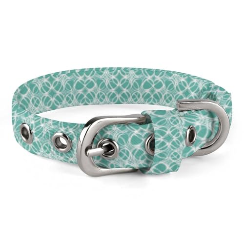 Hundehalsband mit Aqua-Muster, mit Metallschnalle, handgefertigt, Traktion, Schutzhülle für kleine, mittelgroße Hunde, Katzen und Haustiere von DWVSFJM