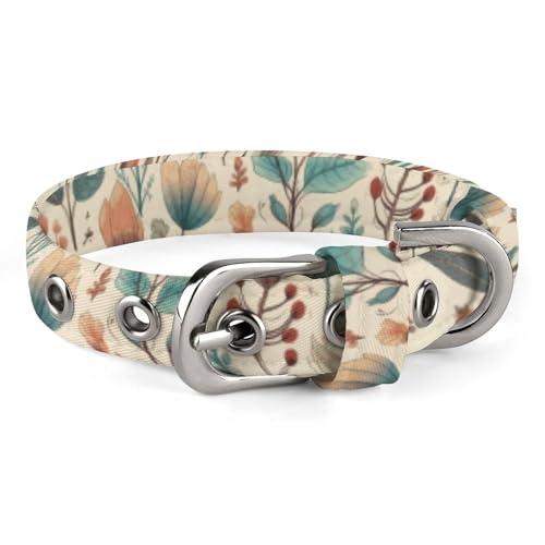 Hundehalsband mit Blumen und Blättern, mit Metallschnalle, handgefertigt, Traktion, Schutzhülle für kleine, mittelgroße Hunde, Katzen und Haustiere von DWVSFJM