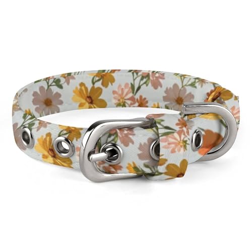 Hundehalsband mit Blumenmuster, mit Metallschnalle, handgefertigt, Traktion, Schutzhülle für kleine, mittelgroße Hunde, Katzen und Haustiere von DWVSFJM