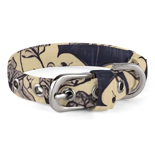Hundehalsband mit Fledermausdruck, mit Metallschnalle, handgefertigt, Traktion, Schutzhülle für kleine, mittelgroße Hunde, Katzen und Haustiere von DWVSFJM