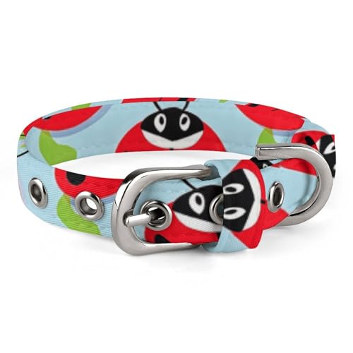 Hundehalsband mit Marienkäfer-Muster, mit Metallschnalle, handgefertigt, Traktion, Schutzhülle für kleine, mittelgroße Hunde, Katzen und Haustiere Hundehalsband mit Marienkäfer-Muster, mit Metallschnalle, handgefertigt, Traktion, Schutzhülle für kleine, mittelgroße Hunde, Katzen und Haustiere von DWVSFJM