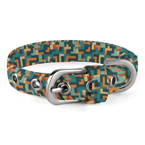 Hundehalsband mit Metallschnalle, handgefertigt, Traktion, Schutzhülle für kleine, mittelgroße Hunde, Katzen und Haustiere, Blau und Orange von DWVSFJM