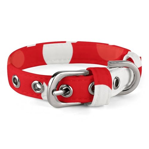 Hundehalsband mit Metallschnalle, handgefertigt, Traktion, Schutzhülle für kleine, mittelgroße Hunde, Katzen und Haustiere, Rot / Weiß von DWVSFJM
