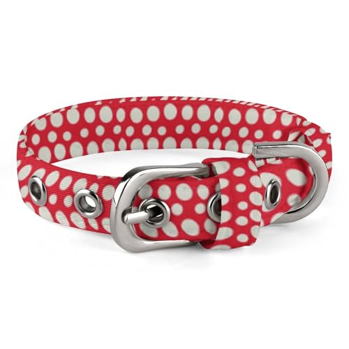Hundehalsband mit Metallschnalle, handgefertigt, Traktion, Schutzhülle für kleine, mittelgroße Hunde, Katzen und Haustiere, Rot und Weiß von DWVSFJM