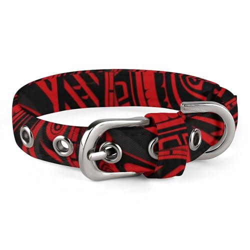 Hundehalsband mit Metallschnalle, handgefertigt, Traktion, Schutzhülle für kleine, mittelgroße Hunde, Katzen und Haustiere, Schwarz und Rot von DWVSFJM
