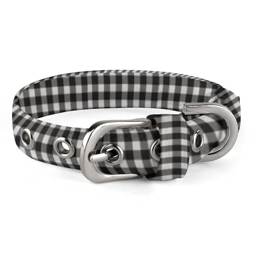 Hundehalsband mit Metallschnalle, handgefertigt, Traktion, Schutzhülle für kleine, mittelgroße Hunde, Katzen und Haustiere, Schwarz und Weiß Hundehalsband mit Metallschnalle, handgefertigt, Traktion, Schutzhülle für kleine, mittelgroße Hunde, Katzen und Haustiere, Schwarz und Weiß von DWVSFJM
