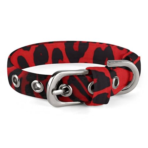 Hundehalsband mit Metallschnalle, handgefertigt, mit Leopardenmuster, Schutzhülle für kleine, mittelgroße Hunde, Katzen und Haustiere von DWVSFJM