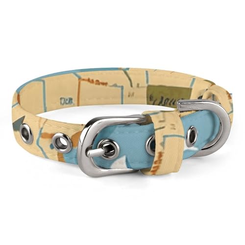 Hundehalsband mit Segelboot-Karte, verstellbar, weich und bequem, Welpenhalsbänder mit Metallschnalle, Haustierhalsband für kleine, mittelgroße Haustiere Hundehalsband mit Segelboot-Karte, verstellbar, weich und bequem, Welpenhalsbänder mit Metallschnalle, Haustierhalsband für kleine, mittelgroße Haustiere von DWVSFJM