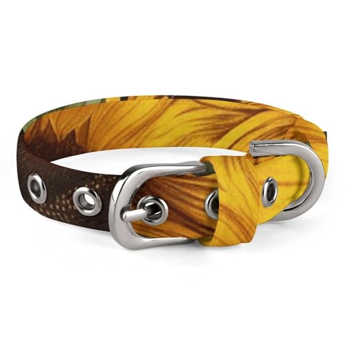 Hundehalsband mit Sonnenblumen-Blumenmuster, verstellbar, weich und bequem, Welpenhalsband mit Metallschnalle, Haustierhalsband für kleine, mittelgroße Haustiere Hundehalsband mit Sonnenblumen-Blumenmuster, verstellbar, weich und bequem, Welpenhalsband mit Metallschnalle, Haustierhalsband für kleine, mittelgroße Haustiere von DWVSFJM