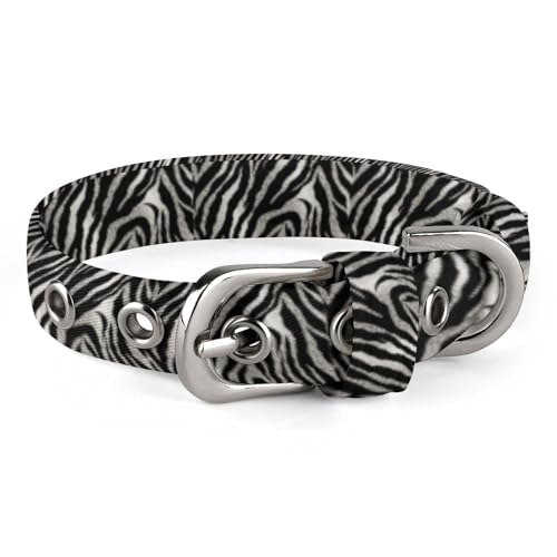 Hundehalsband mit Zebramuster, mit Metallschnalle, handgefertigt, Traktion, Schutzhülle für kleine, mittelgroße Hunde, Katzen und Haustiere, Schwarz und Weiß von DWVSFJM