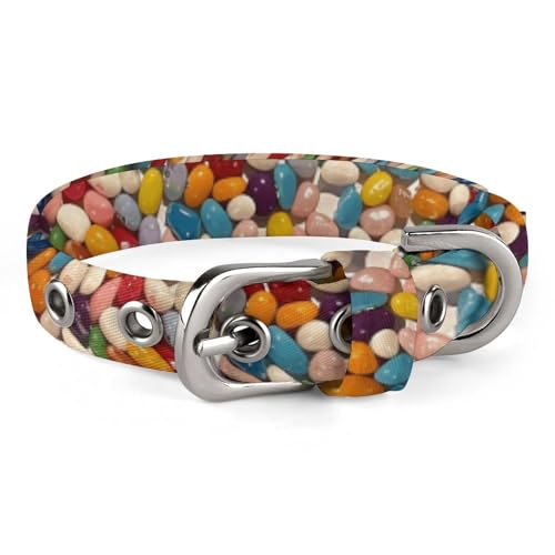 Jelly Beans Hundehalsband mit Metallschnalle, handgefertigt, Traktion, Schutzhülle für kleine, mittelgroße Hunde, Katzen und Haustiere von DWVSFJM