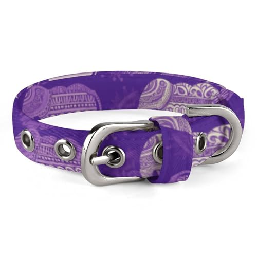 Lila Elefant Hundehalsband mit Metallschnalle, handgefertigt, Traktion, Schutzhülle für kleine, mittelgroße Hunde, Katzen und Haustiere von DWVSFJM