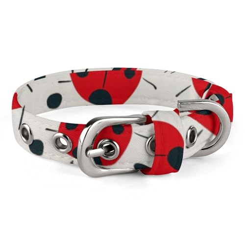 Marienkäfer-Hundehalsband mit Metallschnalle, handgefertigt, Traktion, Schutzhülle für kleine, mittelgroße Hunde, Katzen und Haustiere, Rot / Schwarz von DWVSFJM