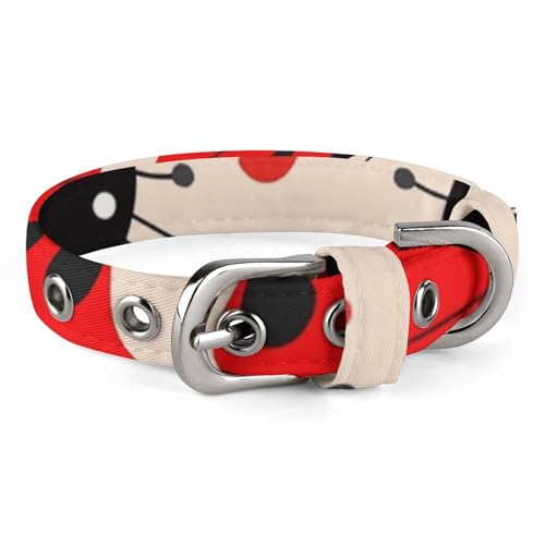 Marienkäfer-Hundehalsband mit Metallschnalle, handgefertigt, Traktion, Schutzhülle für kleine, mittelgroße Hunde, Katzen und Haustiere von DWVSFJM