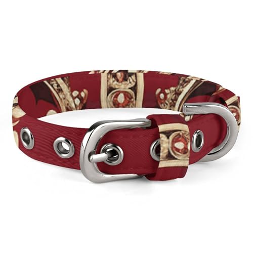 Red Crown Hundehalsband mit Metallschnalle, handgefertigt, Traktion, Schutzhülle für kleine, mittelgroße Hunde, Katzen und Haustiere von DWVSFJM