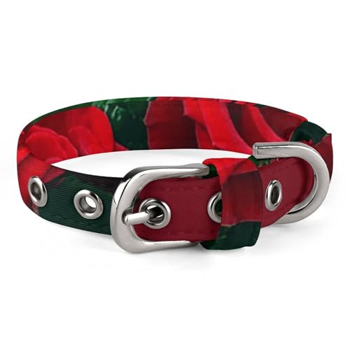 Red and Roses Hundehalsband, verstellbar, weich und bequem, Welpenhalsbänder mit Metallschnalle, Haustierhalsband für kleine, mittelgroße Haustiere Red and Roses Hundehalsband, verstellbar, weich und bequem, Welpenhalsbänder mit Metallschnalle, Haustierhalsband für kleine, mittelgroße Haustiere von DWVSFJM
