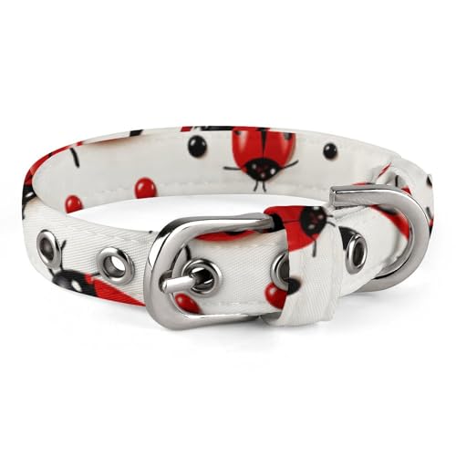 Rotes Marienkäfer-Hundehalsband mit Metallschnalle, handgefertigt, Traktion, Schutzhülle für kleine, mittelgroße Hunde, Katzen und Haustiere von DWVSFJM