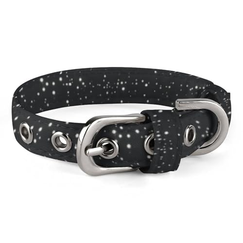 Schwarzes schimmerndes Hundehalsband mit Metallschnalle, handgefertigt, Traktion, Schutzhülle für kleine, mittelgroße Hunde, Katzen und Haustiere von DWVSFJM