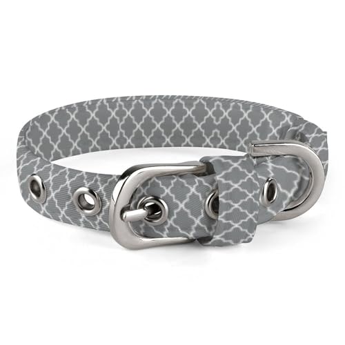 Vierpass-Hundehalsband mit Metallschnalle, handgefertigt, Traktion, Schutzhülle für kleine, mittelgroße Hunde, Katzen und Haustiere, Grau Vierpass-Hundehalsband mit Metallschnalle, handgefertigt, Traktion, Schutzhülle für kleine, mittelgroße Hunde, Katzen und Haustiere, Grau von DWVSFJM