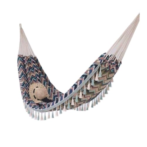 DWZXL Hängematte Anti-Rollover-Hängematte Aus Segeltuch, Outdoor-Produkte, Tragbare, Verbreiterte Schaukel, Retro-Hängematte Im Geometrischen Nordischen Stil Outdoor Hängematte(C) von DWZXL