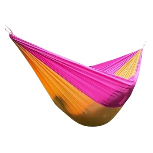 DWZXL Hängematte Einzel-Doppel-Fallschirmtuch-Hängematte, Leichte, Atmungsaktive Hängematte, Nylon-Hängematte, Outdoor-Schaukel, Anti-Überschlag Outdoor Hängematte(Orange) von DWZXL