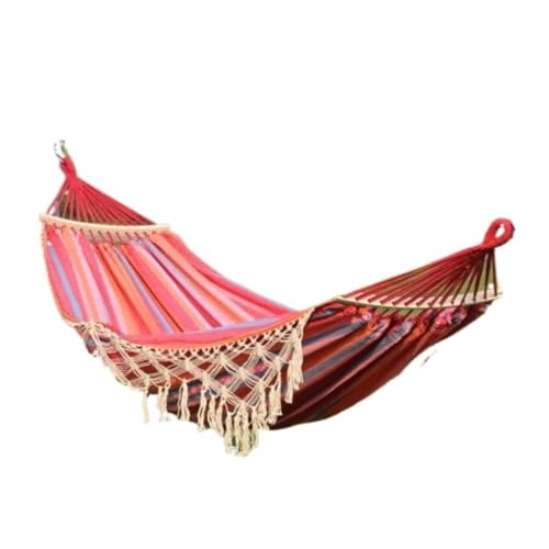 Hängematte Outdoor Anti-Rollover Hängematte Mit Holz Sticks Quaste Spitze Homestay Freizeit Outdoor Schaukel Hochzeit Foto Outdoor Hängematte(Pink) von DWZXL