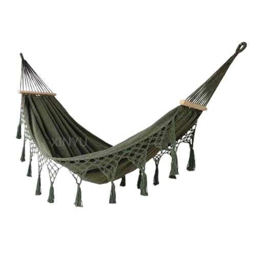 Hängematte Outdoor Anti-Rollover Leinwand Quaste Hängematte Outdoor Camping Ausrüstung Schaukel Indoor Vergrößerte Hängesessel Outdoor Hängematte von DWZXL
