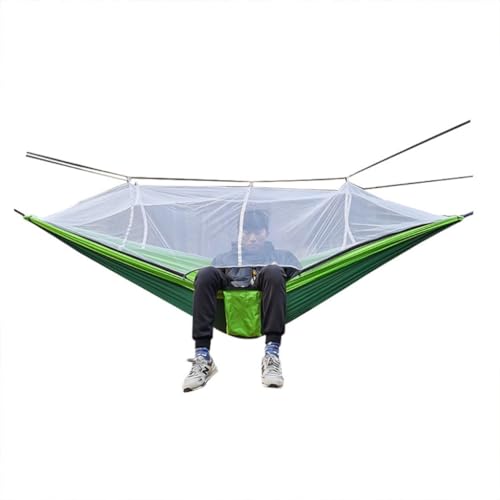 Hängematte Outdoor Moskitonetz Hängematte Nylon Gesponnene Indoor Und Outdoor Hängematte Tragbare Camping Outdoor Liefert Outdoor Hängematte(Green) von DWZXL
