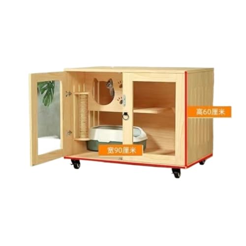 DWZXL katzenhaus Indoor Katzenvilla Massivholz Luxus Cattery Katzennest Katzenkäfig Katzenvitrine Katzenzuchtkäfig Katze Integrierter Haustierkäfig Katzenkäfig(B) von DWZXL
