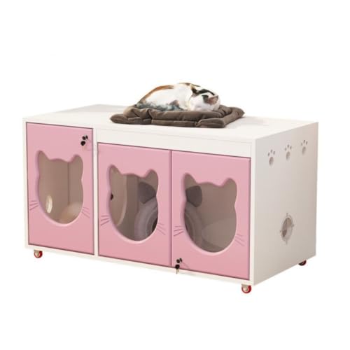 DWZXL katzenhaus Indoor Massivholz-Katzenkäfig, Luxus-Villa, Zuhause, for den Innenbereich, übergroße Cattery, konstante Temperatur, for Katzen im Kreißsaal Katzenkäfig(Pink,120 * 60 * 118.4) von DWZXL