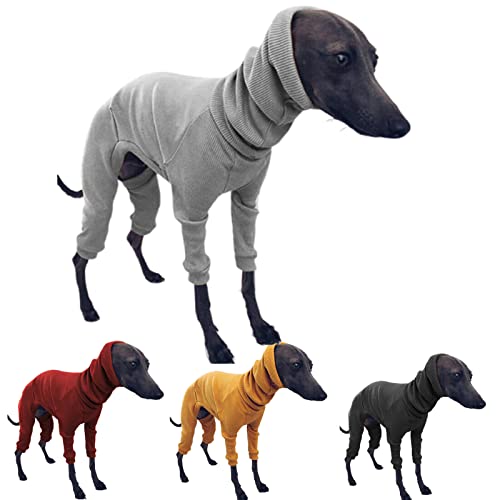 DXFWYTZQ Winter-Hundemantel, Jacke, eng, Hundepullover, Hundekleidung, Windhunde, Rollkragenpullover, warmes T-Shirt, Haustierkleidung für Windhunde, Whippet, englischer Fuchshund (Grau, S) von DXFWYTZQ