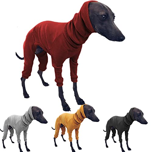 Hunde-Wintermantel Eng anliegende Jacke Hunde-Kapuzenpullover, Hundekleidung Windhund-Rollkragenpullover, warmes T-Shirt Haustierkleidung (Red,XXL) von DXFWYTZQ