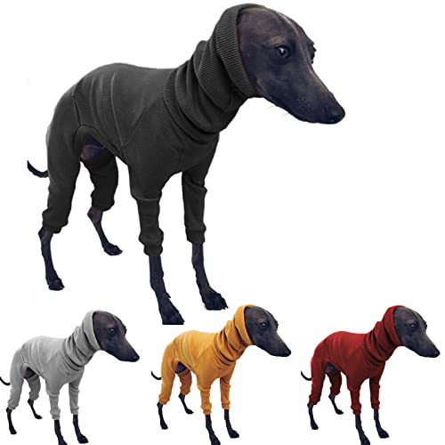 Hunde-Wintermantel Eng anliegende Jacke Hunde-Kapuzenpullover, Hundekleidung Windhund-Rollkragenpullover, warmes T-Shirt Haustierkleidung (Schwarz,3XL) von DXFWYTZQ