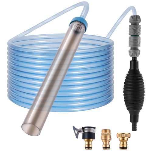 DXOVEEN Aquarium-Staubsauger, Kiessauger für Aquarium, Siphon, Wasserwechsler für Aquarien, mit vier Wasserhahn-Adaptern und langem Schlauch (9 m) von DXOVEEN