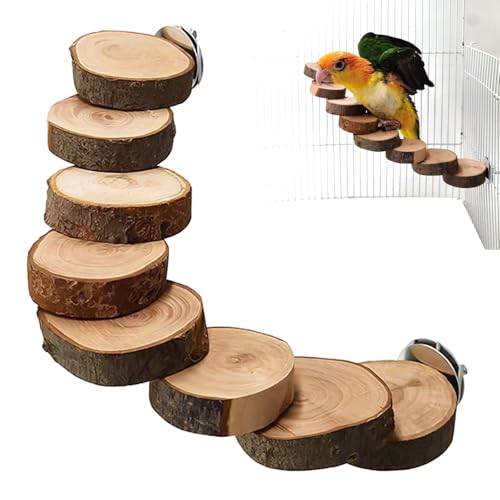 DXQCHDUO Papageienleiter-Spielzeug, Holzleiter, Sitzstange, Spielzeug, Vogelplattform, Vogelkäfig-Leiter, Kletterspielzeug, 8 Stufen, Hamsterleiter, Kleintierkäfig-Zubehör von DXQCHDUO