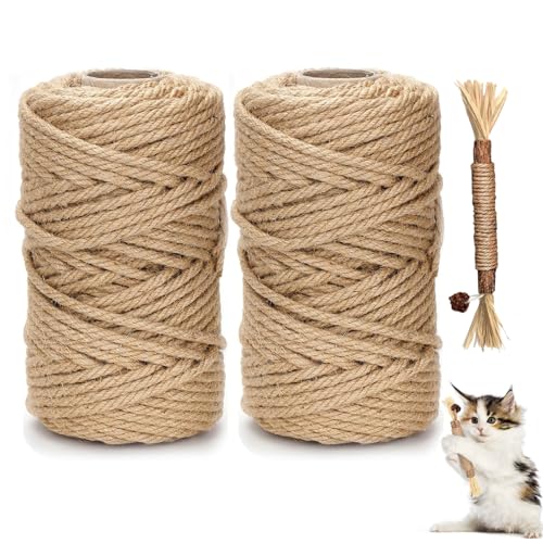 DXRPO Sisalseil für Kratzbaum 2 Stück 6mm 60m, Sisalseil Natur Sisal Seil für Katzen Bring Einen Katzenpfotenstock Mit, Kratzseil, Katzenzubehör, Haushalt, Garten, DIY, Dekoration DXRPO Sisalseil für Kratzbaum 2 Stück 6mm 60m, Sisalseil Natur Sisal Seil für Katzen Bring Einen Katzenpfotenstock Mit, Kratzseil, Katzenzubehör, Haushalt, Garten, DIY, Dekoration von DXRPO