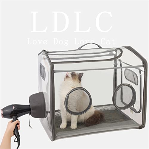 Faltbare Katzen- und Hunde-Trockenbox – praktische Haustier-Fön-Tasche für schnell trocknende Bäder – tragbares und transparentes Zelt für saubere Schönheit von DXYQXL
