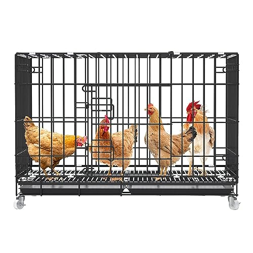 Hühnerstall aus Metall mit Rädern, für den Innen- und Außenbereich, für den Außenbereich, Kaninchenkäfig, Nistkasten, Hühnergehege, robust und tragbar von DXYQXL