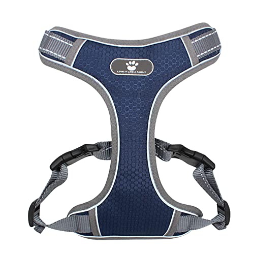 DYAprWu No Pull Dog Harness Adjustable Reflective Harness No Choke Escape Proof Harness Step in Harness for Small Medium Large Dogs Cats (Large, Navy) von DYAprWu