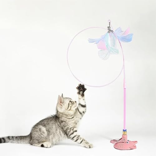 DYKeWei Katzenspielzeug Selbstbeschäftigung Interaktiver Katzen-Teaser-Stab mit 3 Arten von Ersatzfedern. Handgenähte Federn. Übung Unterhaltung für aktive Katzen. Wurm Katzenspielzeug (A, One Size) DYKeWei Katzenspielzeug Selbstbeschäftigung Interaktiver Katzen-Teaser-Stab mit 3 Arten von Ersatzfedern. Handgenähte Federn. Übung Unterhaltung für aktive Katzen. Wurm Katzenspielzeug (A, One Size) von DYKeWei