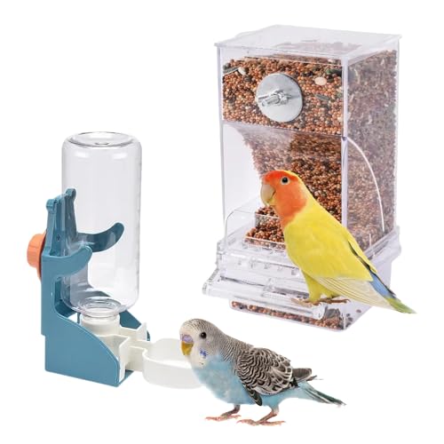 Automatisches Vogelfutterhaus, Wasserspender-Set, kein Durcheinander, Käfigaufhängung, transparente Futtertränke für kleine Vögel, Papageien, Kanarienvögel, Sittiche, Wellensittiche, Nymphensittiche Automatisches Vogelfutterhaus, Wasserspender-Set, kein Durcheinander, Käfigaufhängung, transparente Futtertränke für kleine Vögel, Papageien, Kanarienvögel, Sittiche, Wellensittiche, Nymphensittiche von DYOUen
