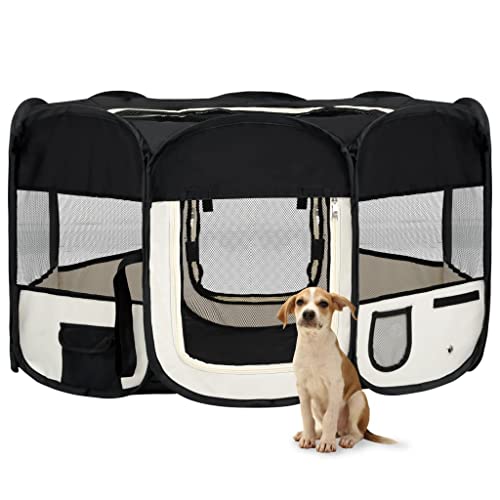 käfig Hund,hundegitterbox,hundezwinger Indoor,Faltbarer Welpenlaufstall mit Tragetasche Schwarz 145x145x61 cmEntworfen für Garten und Terrasse. käfig Hund,hundegitterbox,hundezwinger Indoor,Faltbarer Welpenlaufstall mit Tragetasche Schwarz 145x145x61 cmEntworfen für Garten und Terrasse. von DYRJDJWIDHW