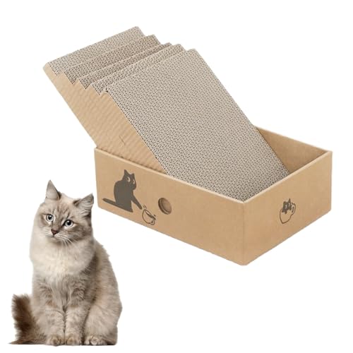 5 Stück Katzenkratzbrett mit Box, wendbare Kratzmatte, gewellte Kratzlounge für Indoor-Kätzchen zum Ausruhen, Spielen, 5-in-1-Kratzmatte 5 Stück Katzenkratzbrett mit Box, wendbare Kratzmatte, gewellte Kratzlounge für Indoor-Kätzchen zum Ausruhen, Spielen, 5-in-1-Kratzmatte von DYUEE