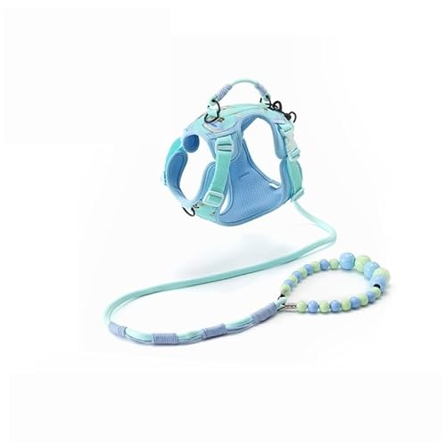 DYUES-SDOEMVIEN Hundegeschirr, Welpengeschirr, Geschirr for kleine Hunde, bequemes Design, Trainingsspaziergänge, reisefreundlich, sicherer Sitz(Blue-M-6-10KG) von DYUES-SDOEMVIEN