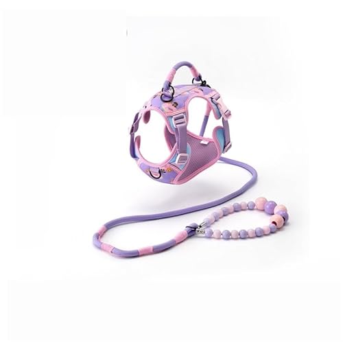 DYUES-SDOEMVIEN Hundegeschirr, Welpengeschirr, Geschirr for kleine Hunde, bequemes Design, Trainingsspaziergänge, reisefreundlich, sicherer Sitz(Purple-S-4-6KG) von DYUES-SDOEMVIEN