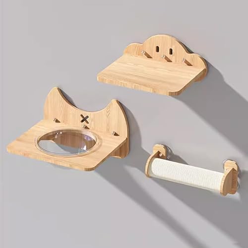 DYUNCZ Katzen Kletterwand Set, Catwalk Katze, Katzen-Fensterstange, Stabile Fensterregale for Wohnungskatzen, Katzenregale mit Starken Saugnäpfen, Katzen-Wandregale for Große Katzen (Color : Combinat von DYUNCZ